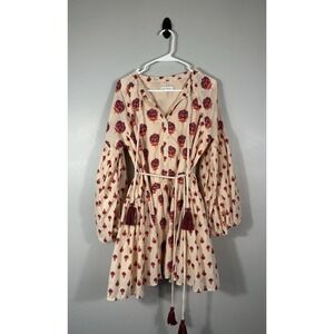 Avec Les Filles Dress Womens 4 Cotton Mixed Print Mini Floral Tassel